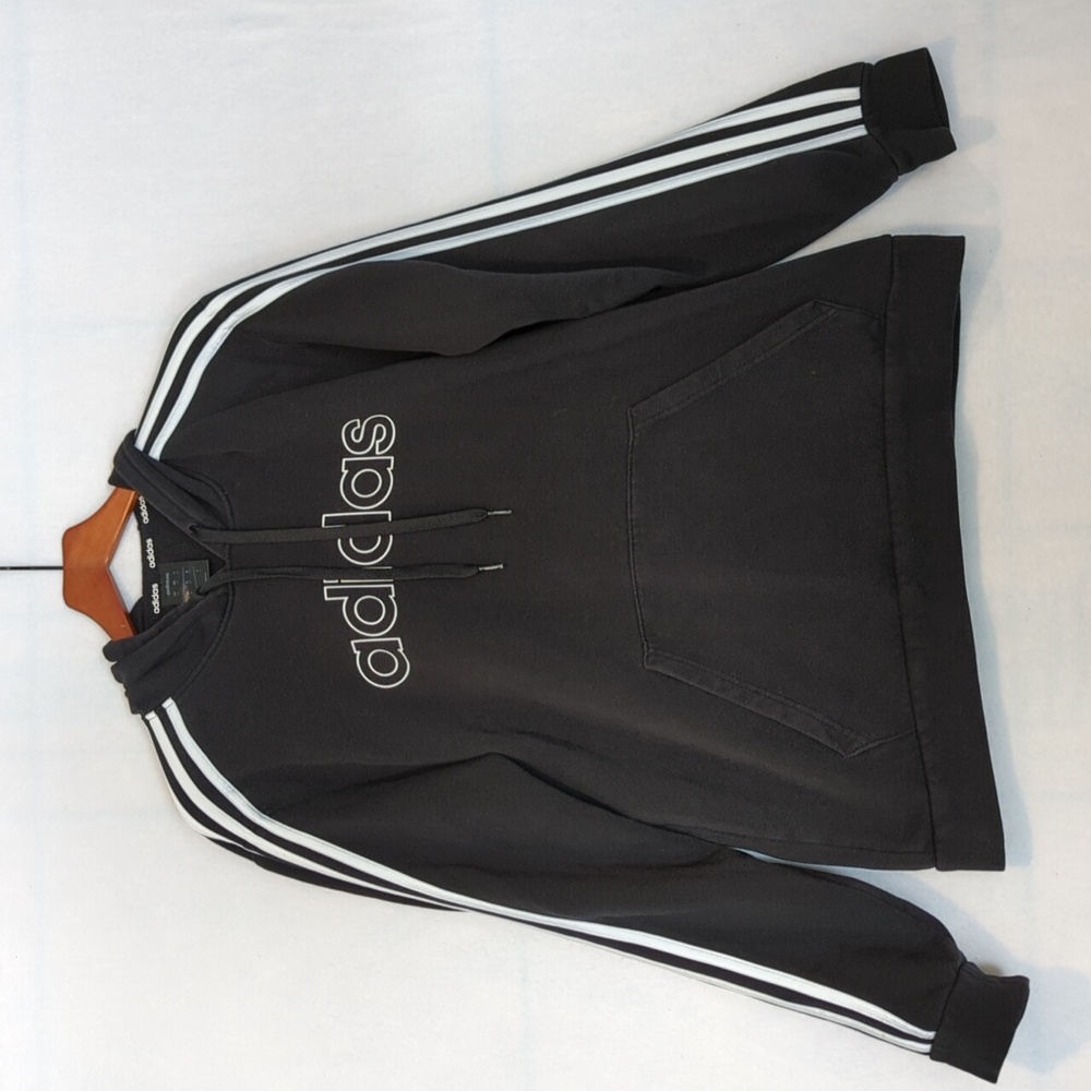 Adidas Black‎ & White Striped Hooded Sweatshirt Women's M